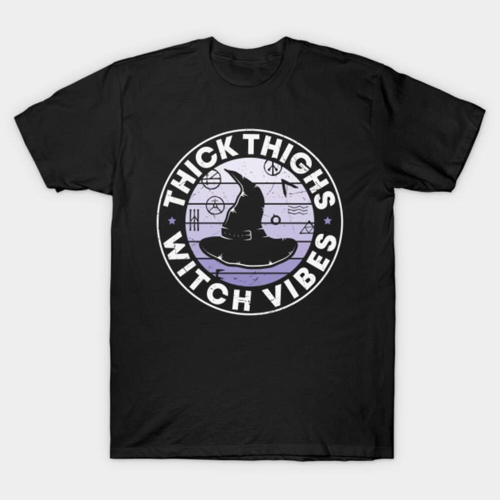 Thick Thighs Witch Vibes Halloween Tshirt
